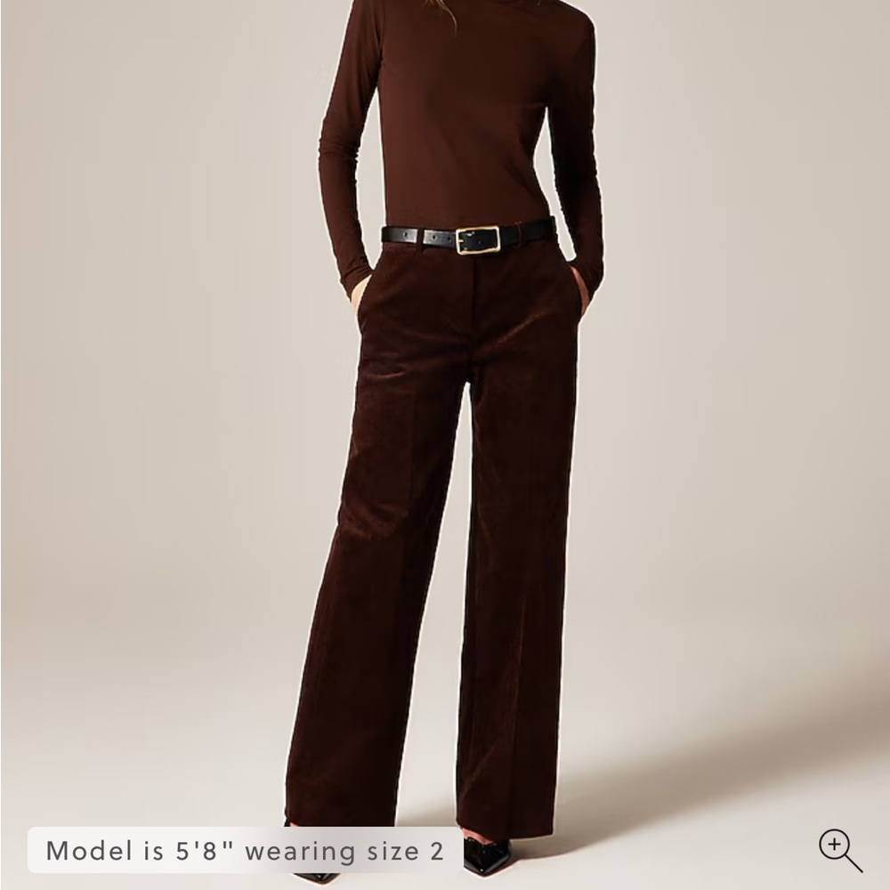 J. Crew Wide Leg Trouser in Stretch Corduroy French Press NWT Size 00